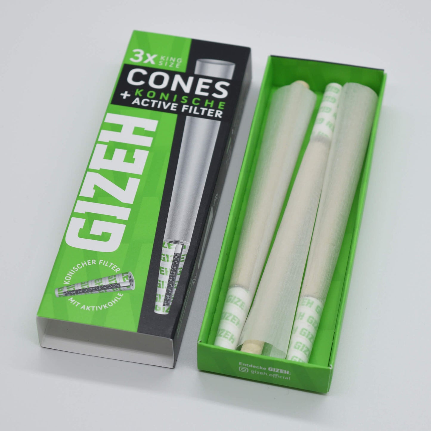 GIZEH Aktivkohlefilter King Size Cones 3 Stk