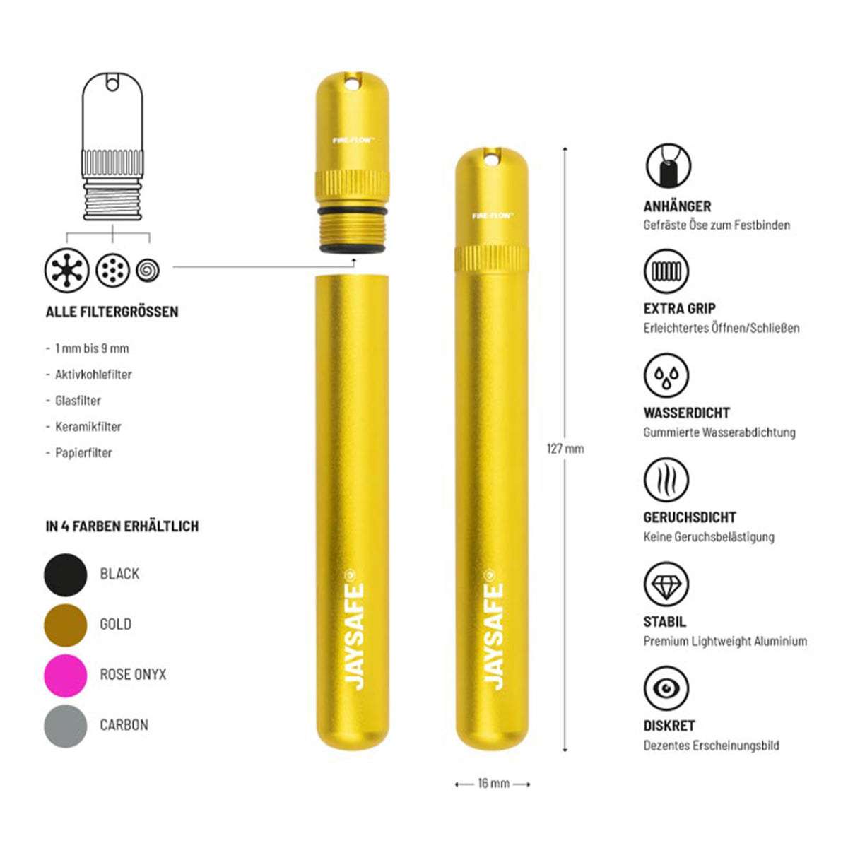 JaySafe Premium Joint Holder Case Gold Smokerhontas