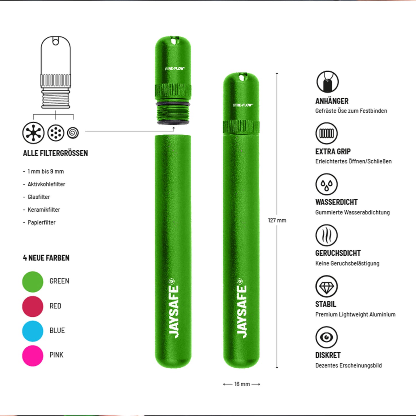 JaySafe Premium Joint Holder Case Grün