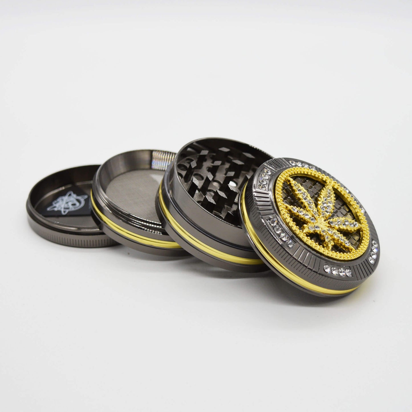 Bling Bling Leaf Aluminium Grinder / Crusher Ø 50 mm 4 tlg - Smokerhontas