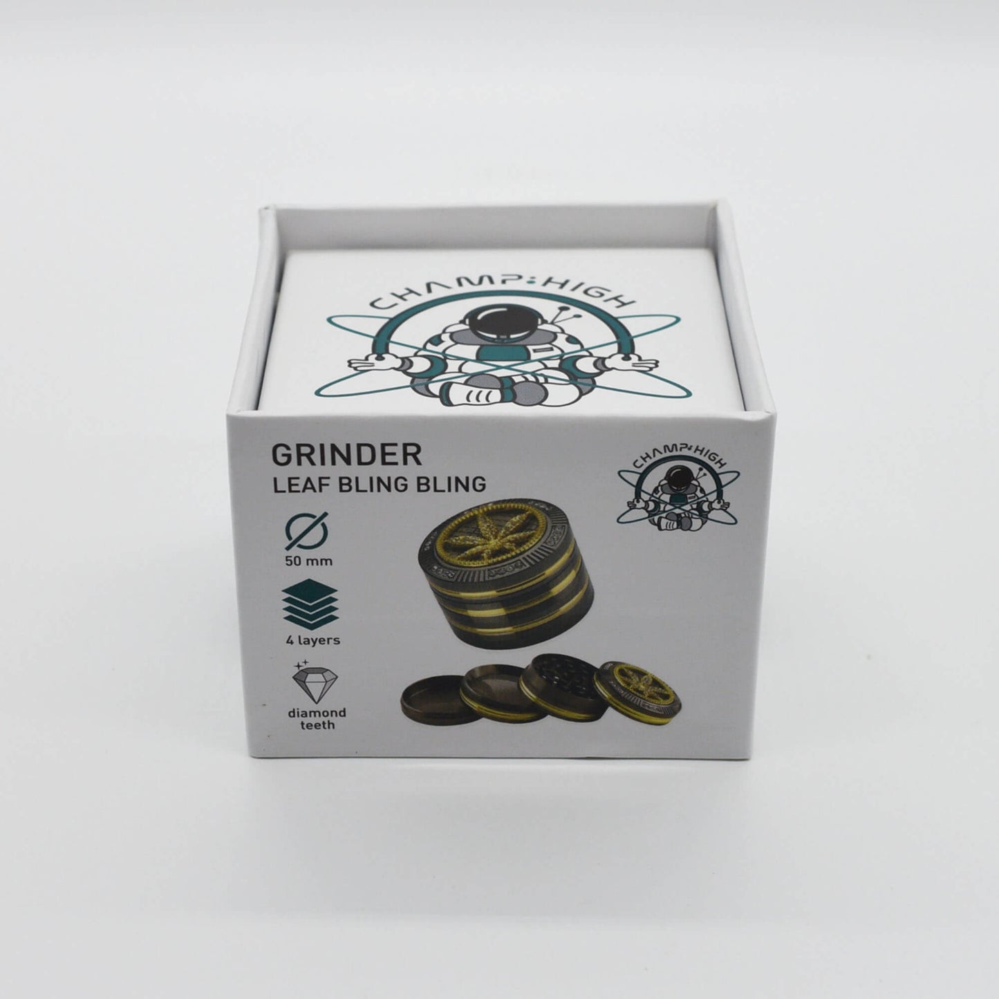 Bling Bling Leaf Aluminium Grinder / Crusher Ø 50 mm 4 tlg - Smokerhontas