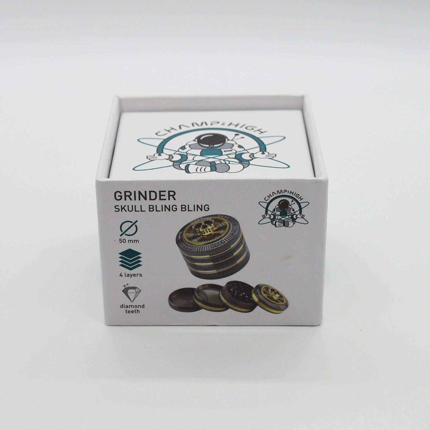 Bling Bling Skull Aluminium Grinder / Crusher Ø 50 mm 4 tlg - Smokerhontas