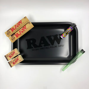RAW Black Large Rolling Tray Stoner Set / Kiffer Kit - Smokerhontas