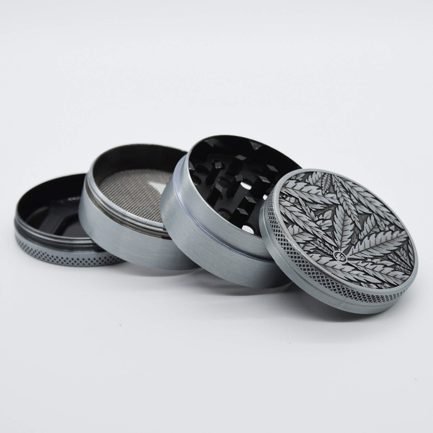 Silver Leaves Metall Grinder Ø 50 mm 4 tlg - Smokerhontas