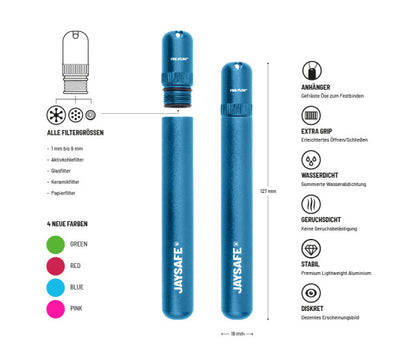 JaySafe Premium Joint Holder Case Blau