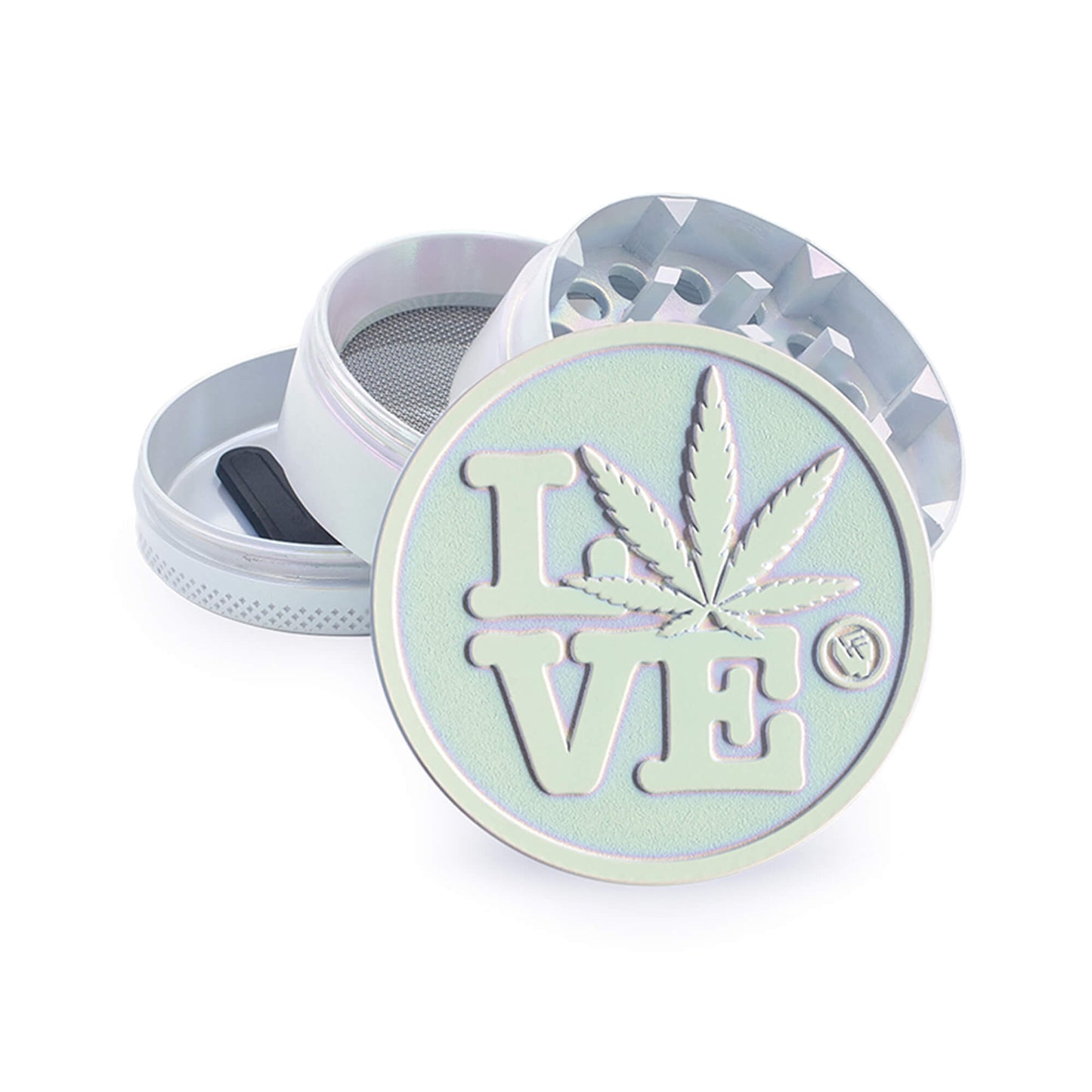 Icy Pearl White Rainbow LOVE Grinder Ø 50 mm 4 tlg