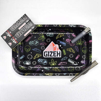 GIZEH Comic Mix Black Large Rolling Tray Stoner Set