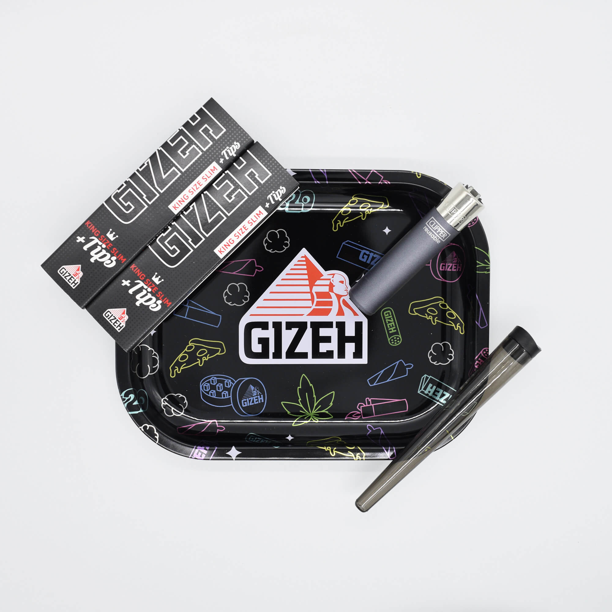 Gizeh Comic Mix Black Rolling Tray Stoner Set