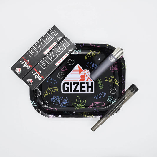 Gizeh Comic Mix Black Rolling Tray Stoner Set