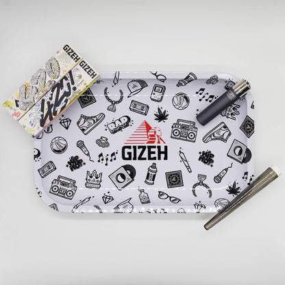 GIZEH Comic Mix White Large Rolling Tray Stoner Set