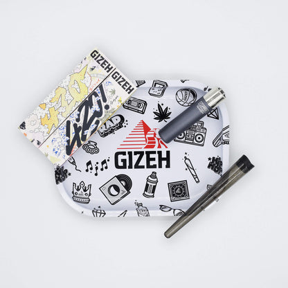 Gizeh Comic Mix White Rolling Tray Stoner Set