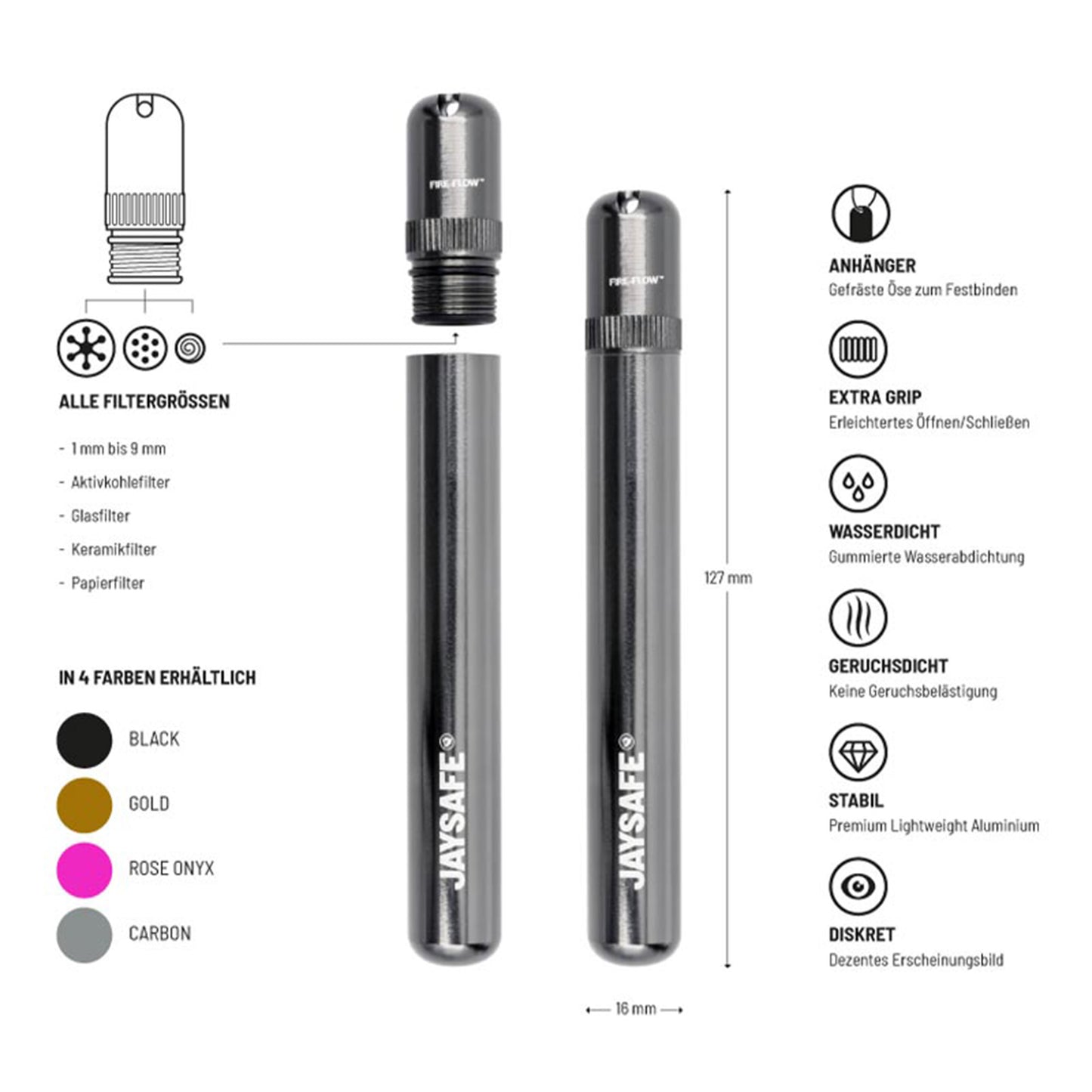 JaySafe Premium Joint Holder Case Silber