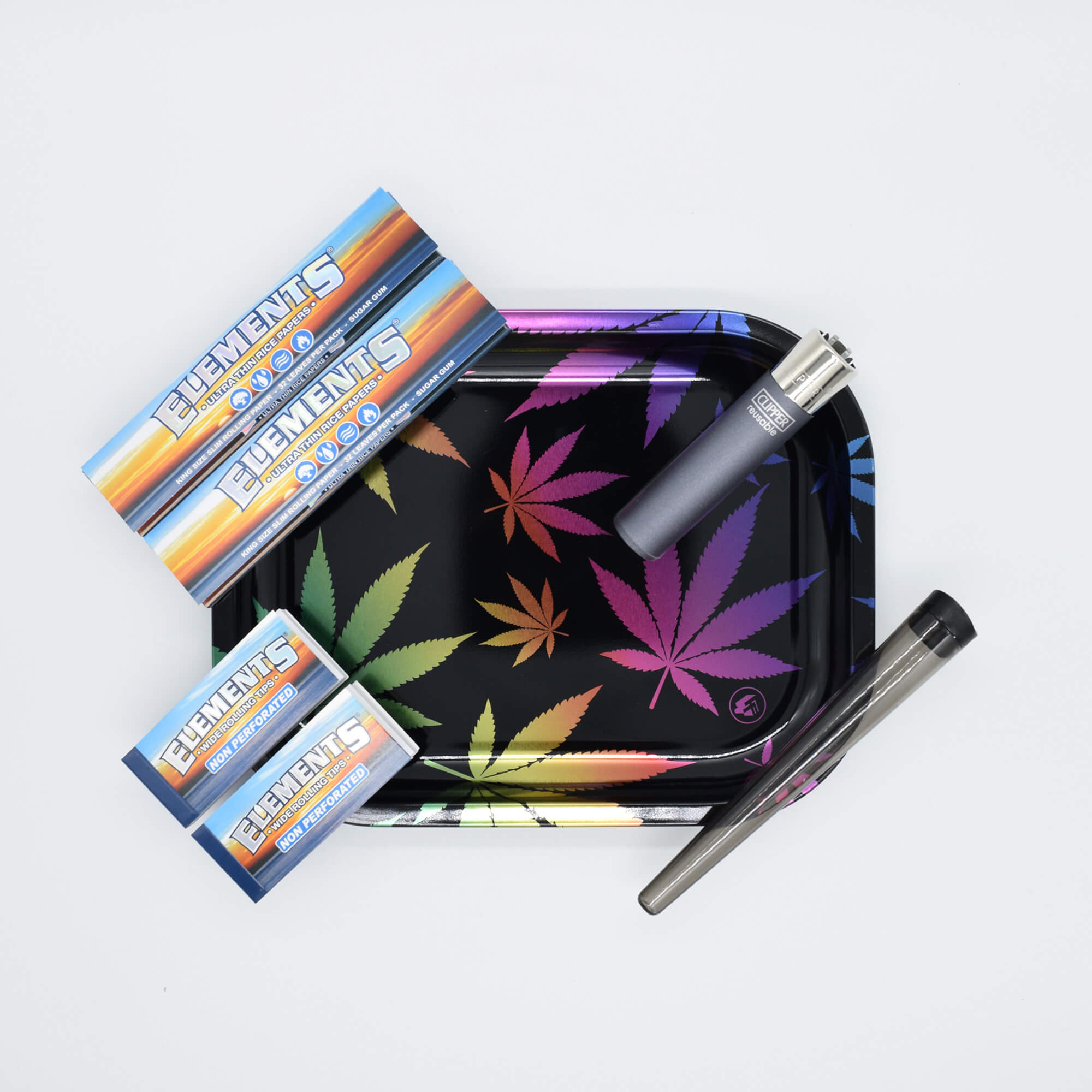 Neon Leaves Rolling Tray Stoner Set