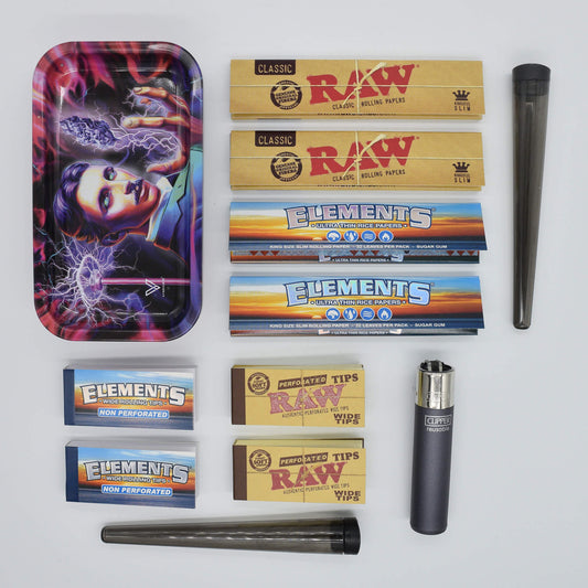 Tesla Metalldose mit Rolling Tray Starterkit