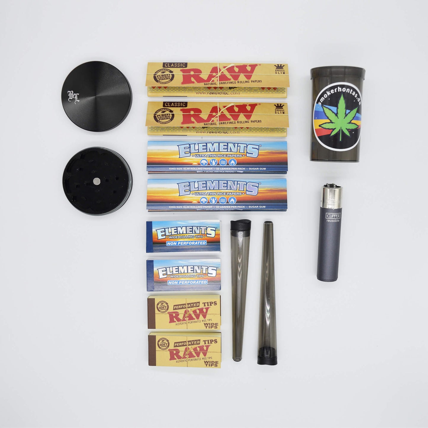 Black Leaf Grinder 2 tlg Schwarz Starterkit - Smokerhontas