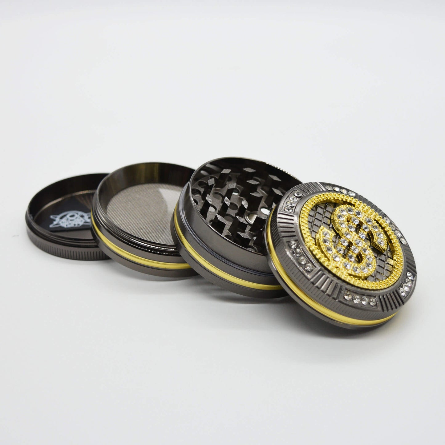 Bling Bling Dollar Aluminium Grinder / Crusher Ø 50 mm 4 tlg - Smokerhontas