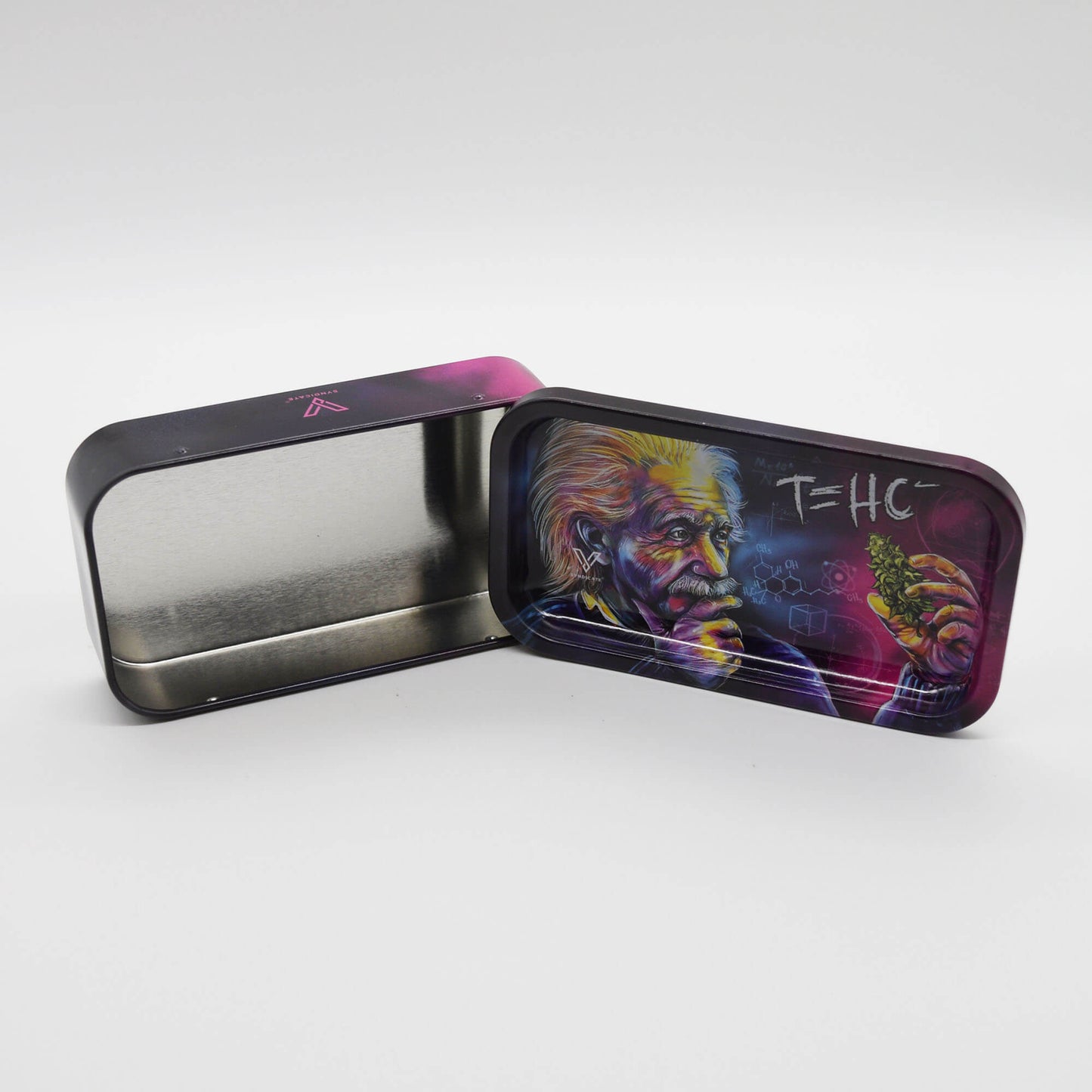 Einstein T=HC Metalldose mit Rolling Tray / Drehtablett - Smokerhontas