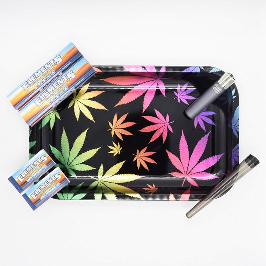 Gradient Leaves Large Rolling Tray Stoner Set - Smokerhontas