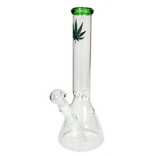 Leaf Green Kolben Bong aus Glas 30 cm