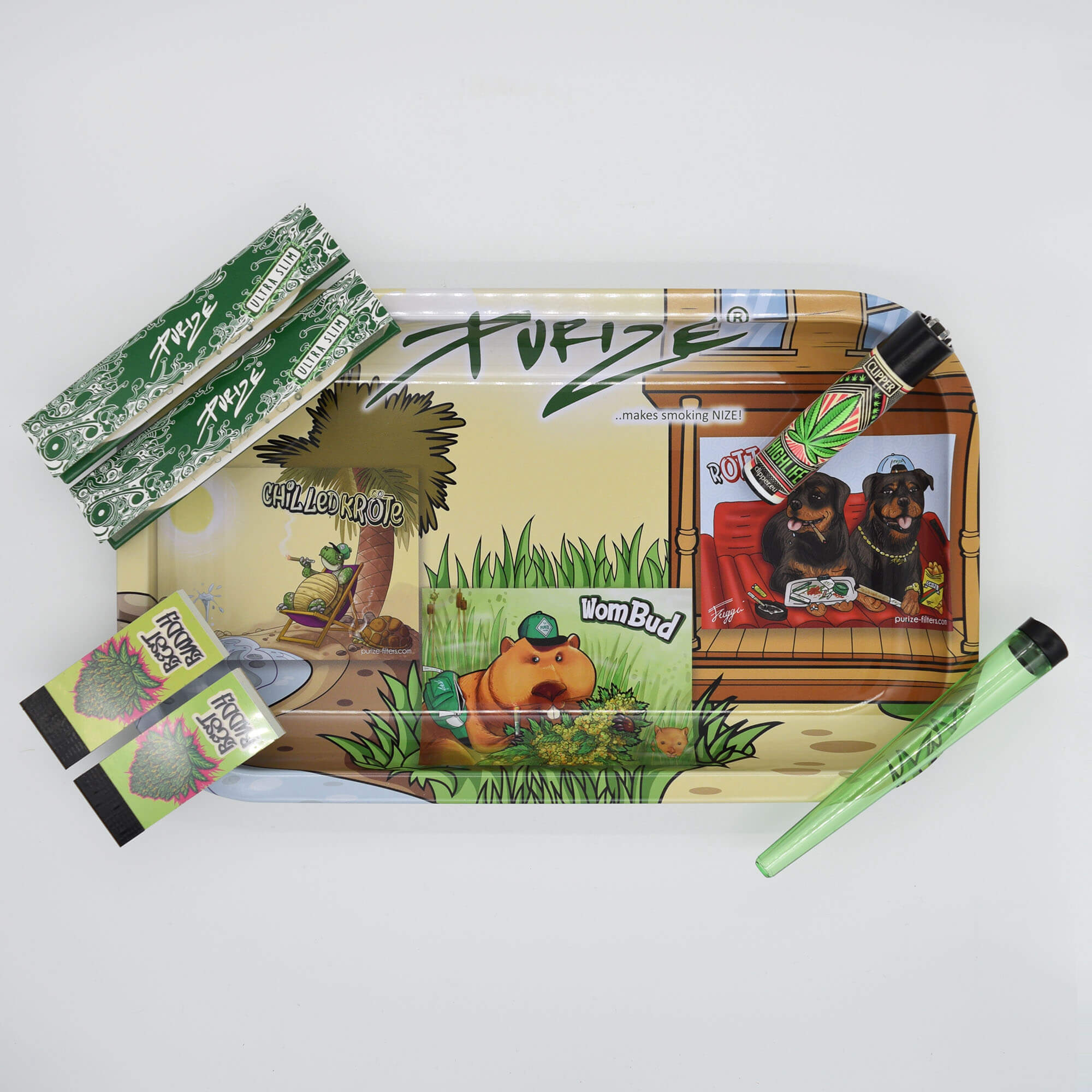 Purize "Stigga Zoo" Rolling Tray Stoner Set / Kiffer Kit - Smokerhontas